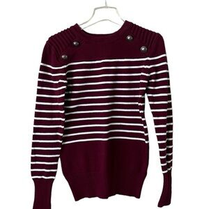 Patty Boutik Sweater Stripe Button Detail Size XL Long Sleeves Ribbed Shoulder